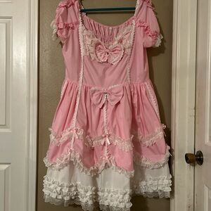 Sweet classic Lolita dress pink and white PLUS SIZE LOLITA DRESS